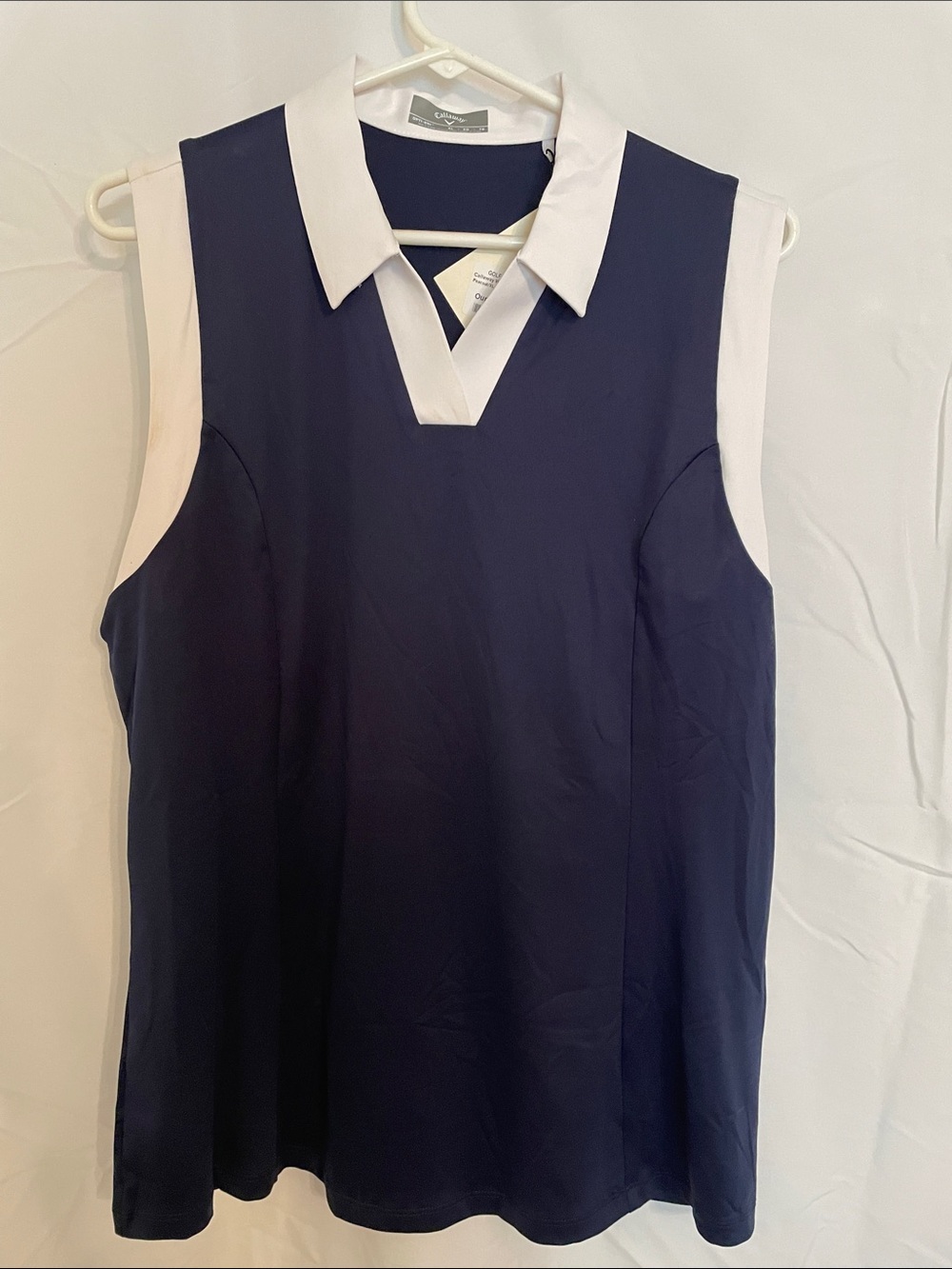 Callaway Navy and White Sleeveless Polo Tank Top